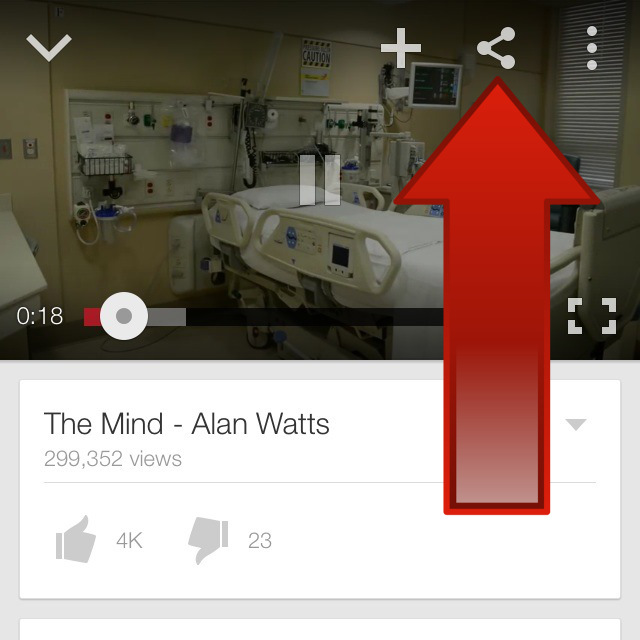 YouTube video Share Button on smartphone